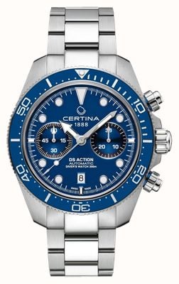 Certina DS Action Diver Chrono (44.6mm) Blue Dial / Stainless Steel Bracelet C0328271104100