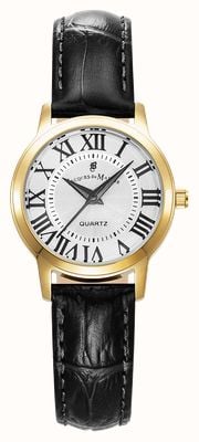 Jacques Du Manoir Genesis Three-Hand Quartz (28mm) Gold Dial / Black Leather Strap JWL04905
