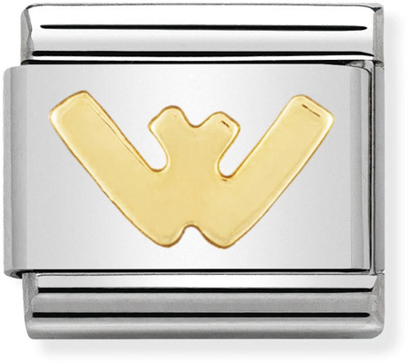 Nomination Classic Letter W 18ct Gold & Steel Charm 030101/23