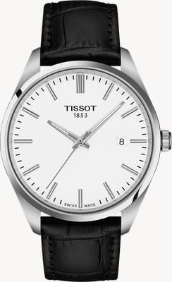 Tissot PR 100 Quartz (40mm) White Dial / Black Leather Strap T1504101601100