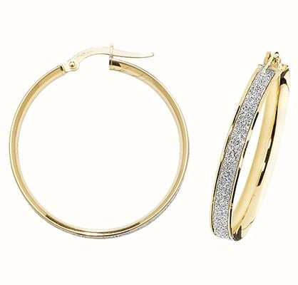 James Moore TH 9k Yellow Gold Diamond Cut Hoop Earrings ER1023-25