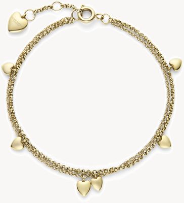 Olivia Burton Classic Mini Heart Gold Plated Double Chain Bracelet 24100460