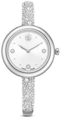 Swarovski Sublima Bangle (28mm) Silver Sunray Dial / Crystal-Set Stainless Steel Bracelet 5730369