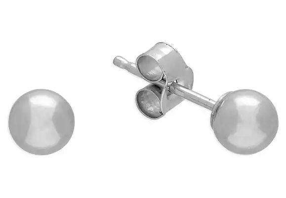 James Moore CME R2571 9ct White Gold 4mm Ball Stud Earrings Jewellery