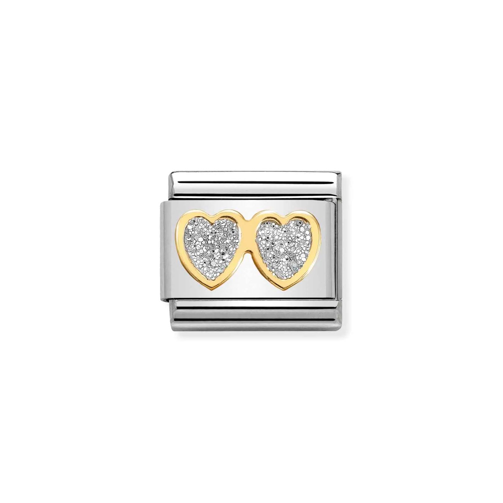Nomination 030220/01 Classic Double Silver Hearts 18ct Gold Jewellery