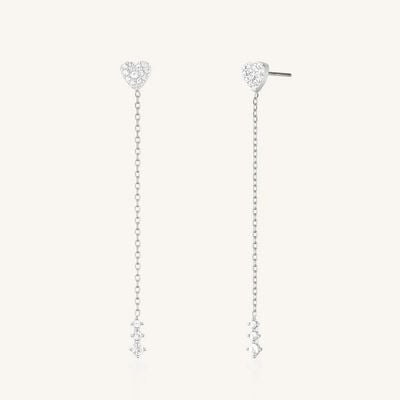 Rosefield Jewellery Heart Droplet Long Earrings Silver JEHLS-J1321