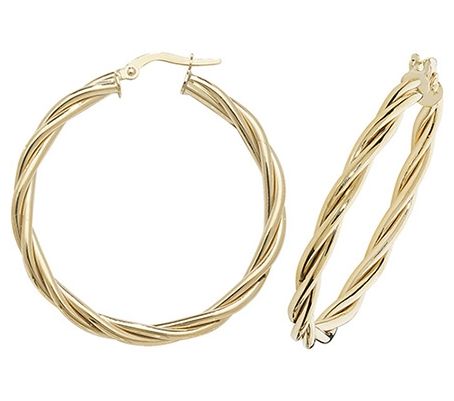 Treasure House ER1006-30 9k Yellow Gold Hoop Twist Earrings Jewellery