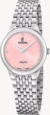 Festina Swiss Made Grace Quartz (29mm) Pink Sunray Dial / Stainless Steel Bracelet F20096/2