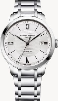 Baume & Mercier Classima Date Automatic (40mm) Silver Sun-Satin Dial / Stainless Steel Bracelet 10854