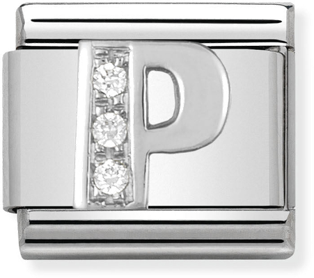 Nomination Classic Letter P Sterling Silver & Steel Cubic Zirconia Charm 330301/16