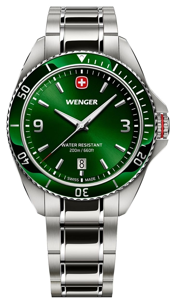 Wenger 01.2031.102 Executive Quartz (40mm) Green Sunburst Watch