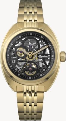 Ingersoll THE WRANGLER Automatic (44mm) Black Skeleton Dial / Gold PVD Stainless Steel Bracelet I16902