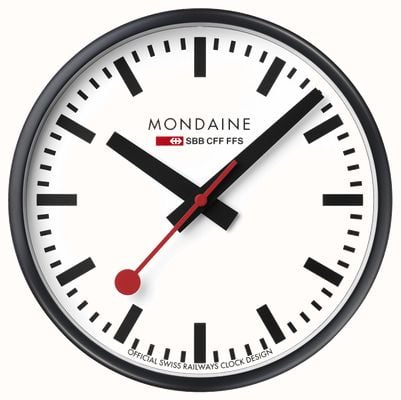 Mondaine 'The Original Wall Clock' Quartz Wall Clock (25cm) Black Case / White Dial A990.CLOCK.12SBB