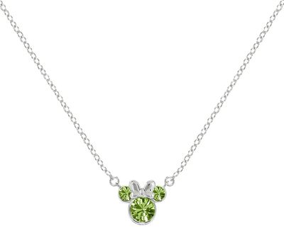 Disney Minnie Mouse Silver August CZ Birthstone Necklace N905424SAUGL-16.PH