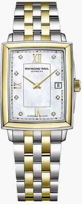 Raymond Weil Toccata Square Diamond Quartz (22mm) Mother-of-Pearl Dial / Two-Tone Stainless Steel Bracelet 5925-STP-00995