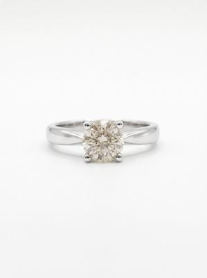 1.02ct Round Brilliant Natural Diamond 18ct White Gold Solitaire Ring JM2409