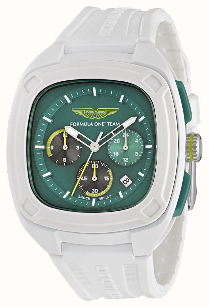 Aston Martin Aramco Formula One™ Team OVR W Quartz Chronograph (44mm) Podium Green Dial / White Silicone Strap MTFO1F502 - alternate view 2