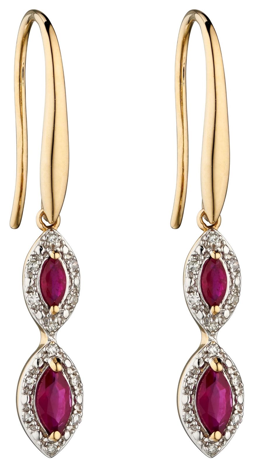 GE2283R 9k Yellow Gold Ruby And Marquise Jewellery - Elements Gold - Modalova