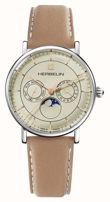 Herbelin Men's Inspiration | Champagne Moonphase Dial | Tan Leather Strap 12747AP17TR