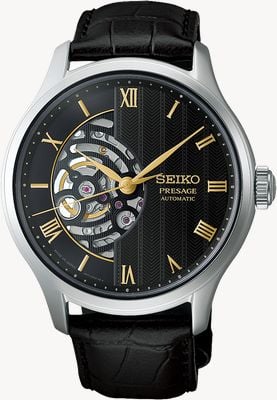 Seiko Presage Japanese Zen Gardens (41.8mm) Moonlight Black Dial / Black Leather Strap HCB008J1