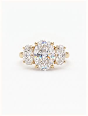 18ct Yellow Gold 5ct Oval Lab Grown Diamond Trilogy J31884