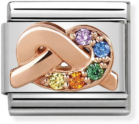 Nomination Classic Rainbow Knot 9ct Rose Gold & Steel Charm 430302/11