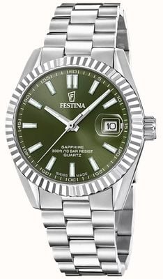 Festina Swiss Made Classic Quartz (40mm) Green Dial / Stainless Steel Bracelet F20084/C