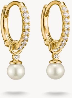Thomas Sabo Hoop Earrings Pearl With White Zirconia CR702-M01-14