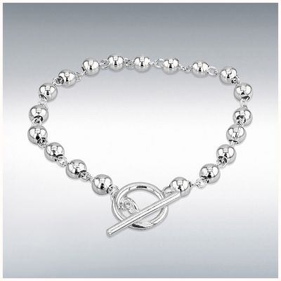 IBB Sterling Silver Ball T-Bar Bracelet 19cm/7.5" 8.27.1852