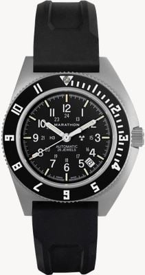 Marathon SSNAV-D Steel Navigator Date Automatic (41mm) Black Dial / Black Rubber Strap WW194030SS-0130