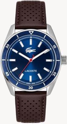 Lacoste BOSTON Three-Hand Quartz (39mm) Blue Dial / Brown Leather Strap 2011489