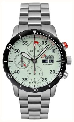 Zeppelin Eurofighter Automatic Chronograph (43mm) Full-Luminescent Dial / Stainless Steel Bracelet 7218M-5