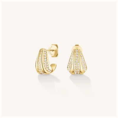 Rosefield Jewellery Pave Striped Droplet Studs Gold JEPSG-J1228