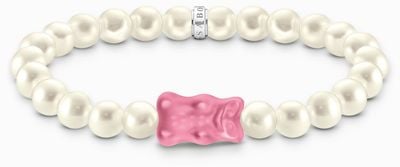 Thomas Sabo x HARIBO Pink Goldbear Freshwater Pearl Sterling Silver Bracelet 15cm A2154-082-9-L15
