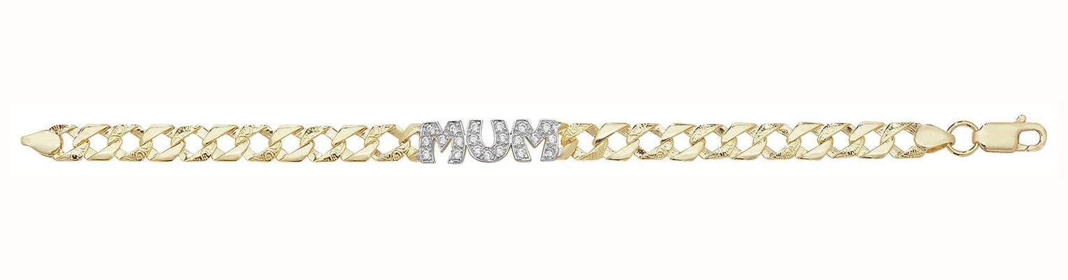 James Moore TH Women's 9ct Yellow Gold 7.5 Inches Cubic Zirconia Mum Bracelet BR596