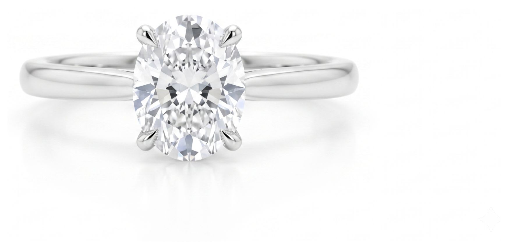 James Moore LGDR057/M 9ct White Gold 1.00ct Oval Cut Lab Jewellery