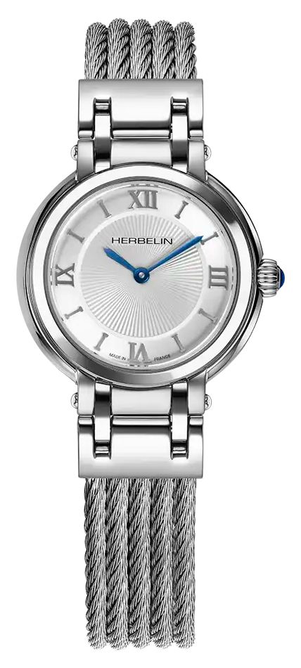 Herbelin 17430BC28 Galet Quartz (28mm) Silver GuillochÃ© Watch