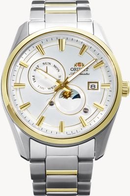 Orient Stretto Sun & Moon Automatic (41.5mm) White Dial / Stainless Steel Bracelet RA-AK0312S30B
