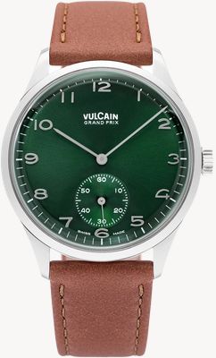 Vulcain Grand Prix Small-Seconds Automatic (39mm) Green Sunray Dial / Brown Calf Leather Strap Watch 690175A90.BAC207