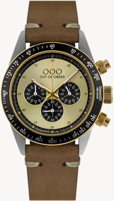Out Of Order Supervintage Chrono Golden Shadow (42mm) Gold Dial / Brown Leather Strap Watch OOO.001-30.GL.AC