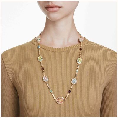 Swarovski Chroma Strandage Necklace Octagon Cut, Multicoloured, Gold-tone Plated 5705581