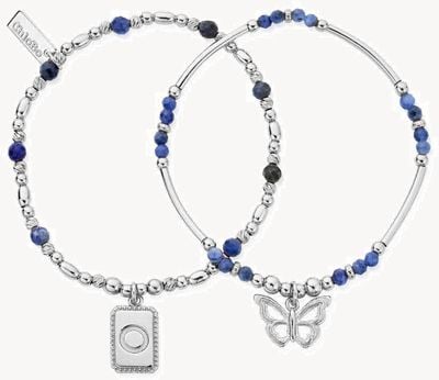 ChloBo Phases of the Goddess NEW BEGINNINGS Sodalite Set of 2 Bracelets - 925 Sterling Silver SBSET33763378