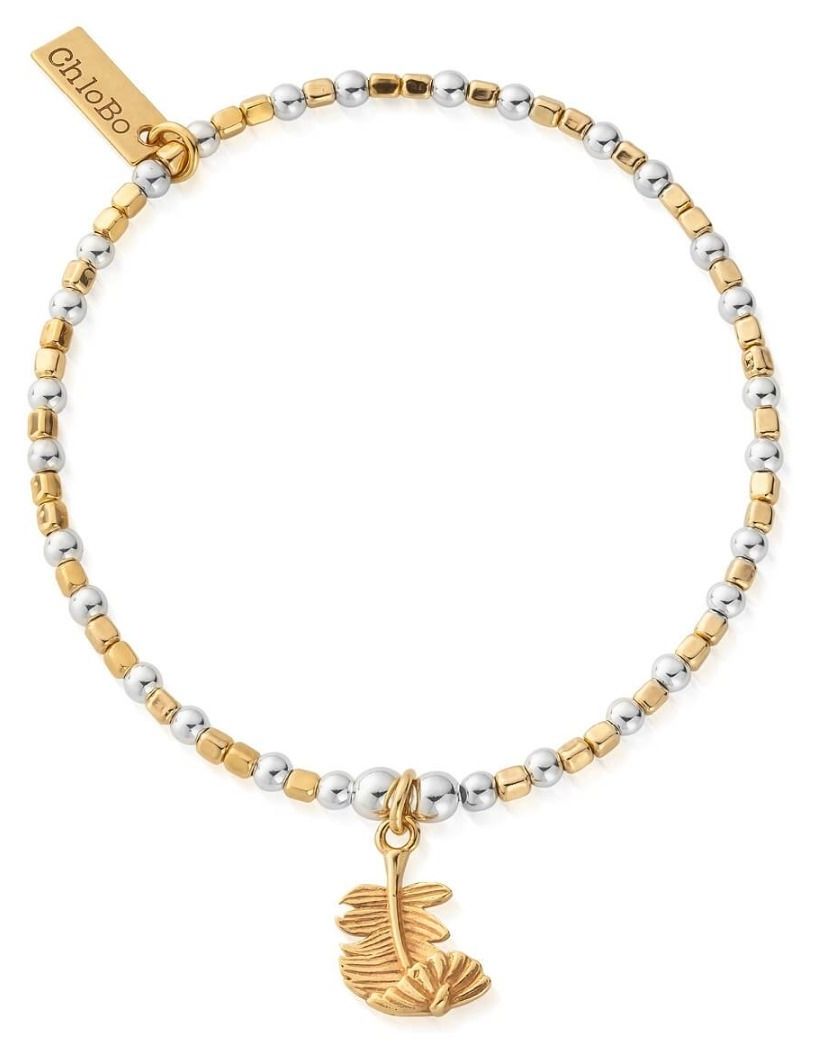 ChloBo GMBCFB2567 Gold&Silver Curved Feather Bracelet Jewellery