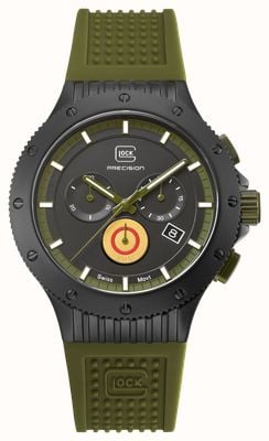 GLOCK Precision Limited Edition Titanium Chronograph (44mm) Black Dial / Green Silicone Strap + Steel Mesh Bracelet GW-27-1-24