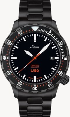 Sinn U50 HYDRO S 5000m (41mm) Black Dial / Black PVD Stainless Steel H-Link Bracelet Watch 1051.020 H-LINK