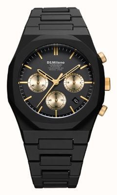 D1 Milano Polychrono Gilded Solar (40.5mm) Matte Black Dial / Black Polycarbonate Strap PHBJ16