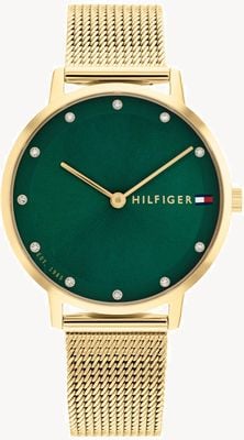 Tommy Hilfiger Women's Pippa (34mm) Green Dial / Gold-Tone Steel Mesh Bracelet 1782668