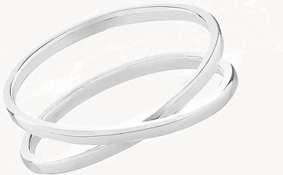 Silver Double Cross Over Ring Size N G7535/N