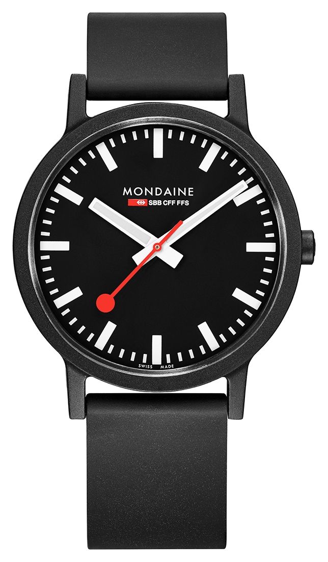 Mondaine MS1.41120.RB Essence Quartz Black Natural Rubber Watch