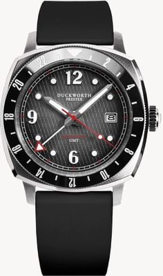 Duckworth Prestex Rivington GMT (42mm) Black Fumé Waffle Dial / Black Rubber D489-01-AR